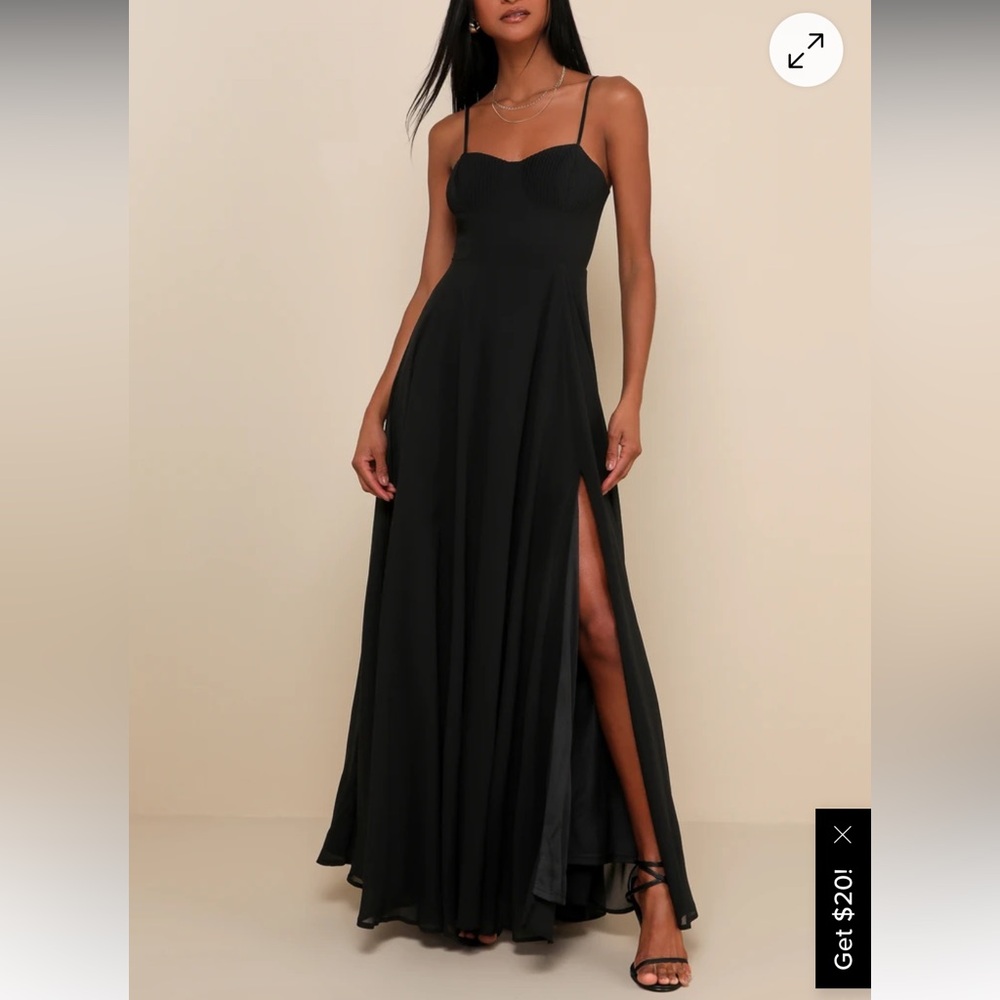 Lulu's Black Maxi Dress with Slit